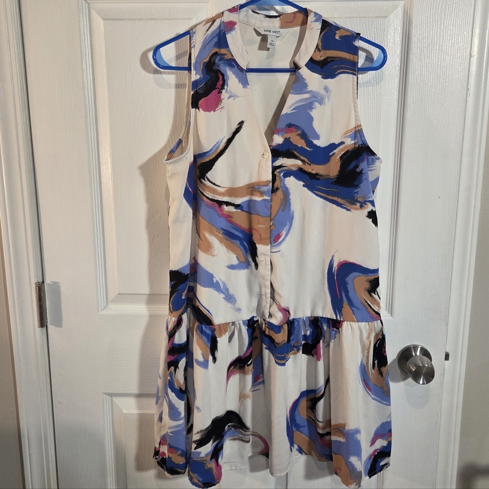 Nine West Abstract Print Sleeveless Mini Dress